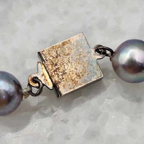 Tahitian South Seas Silver Blue Baroque Pearl Necklace 48" - Picture 6 of 6